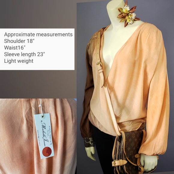 Tie Dye Michelle Jonas Top Blouse Silk Lace Hem - Picture 6 of 8